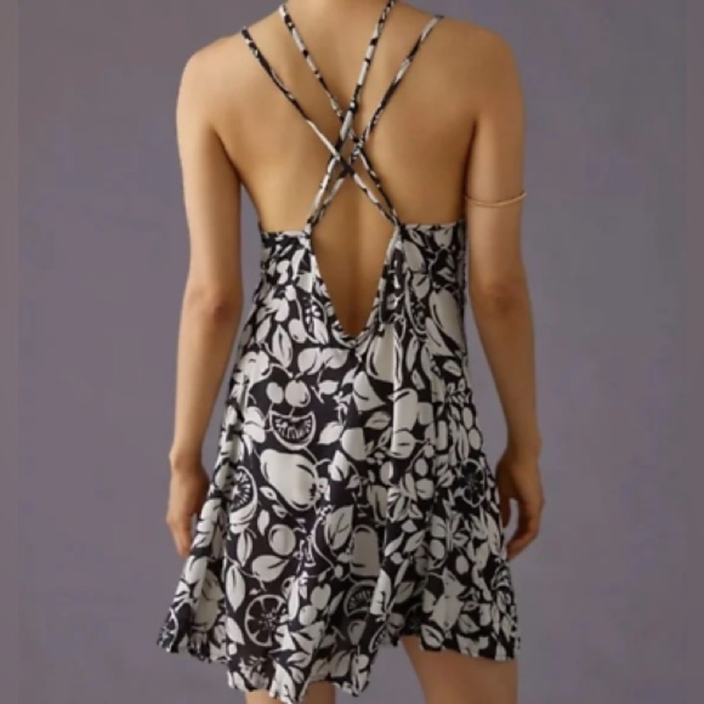 Anthropologie Sheer Black and White Mini Dress Casual Women’s NWT Large NEW - Picture 2 of 7